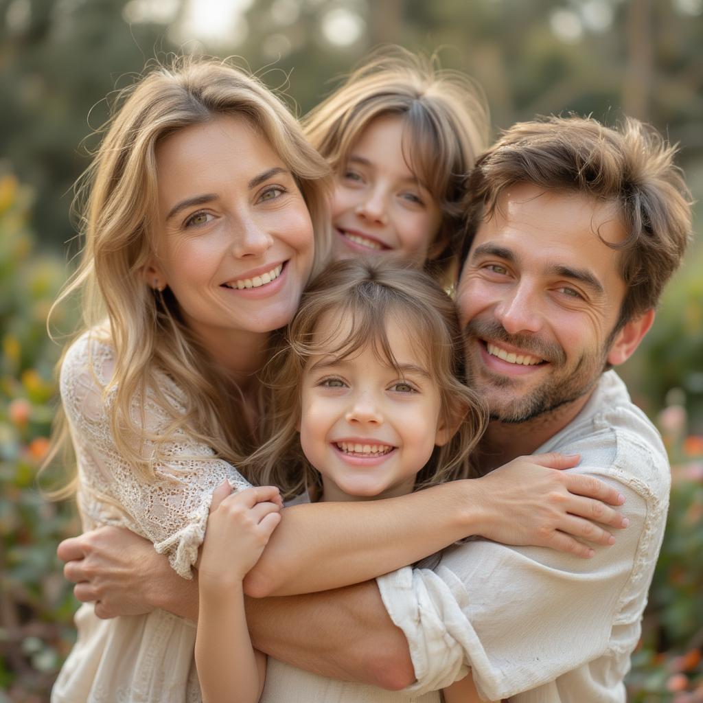 Family embracing in a warm hug, expressing love and affection