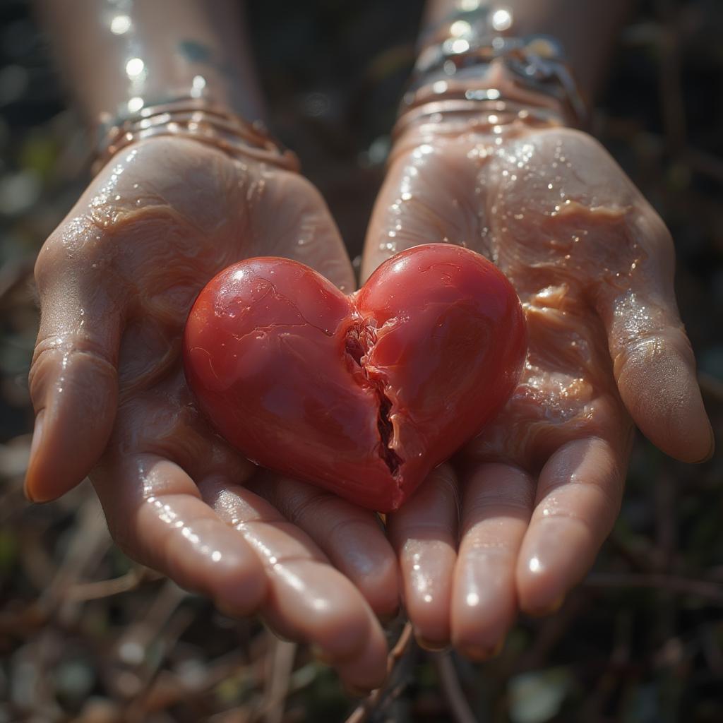 Healing hands gently holding a broken heart