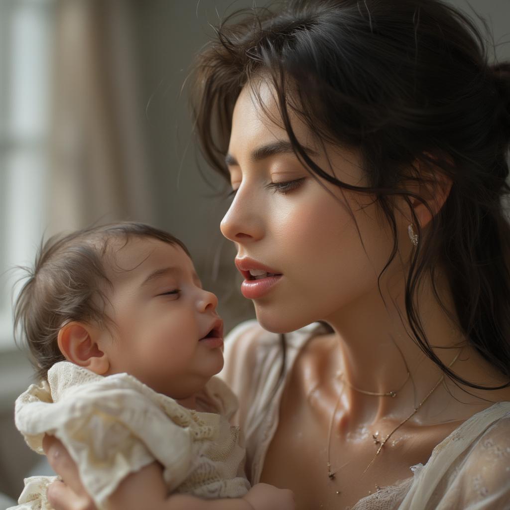 Hearing Love in a Voice: A mother singing a lullaby to her baby, her voice filled with love and tenderness.