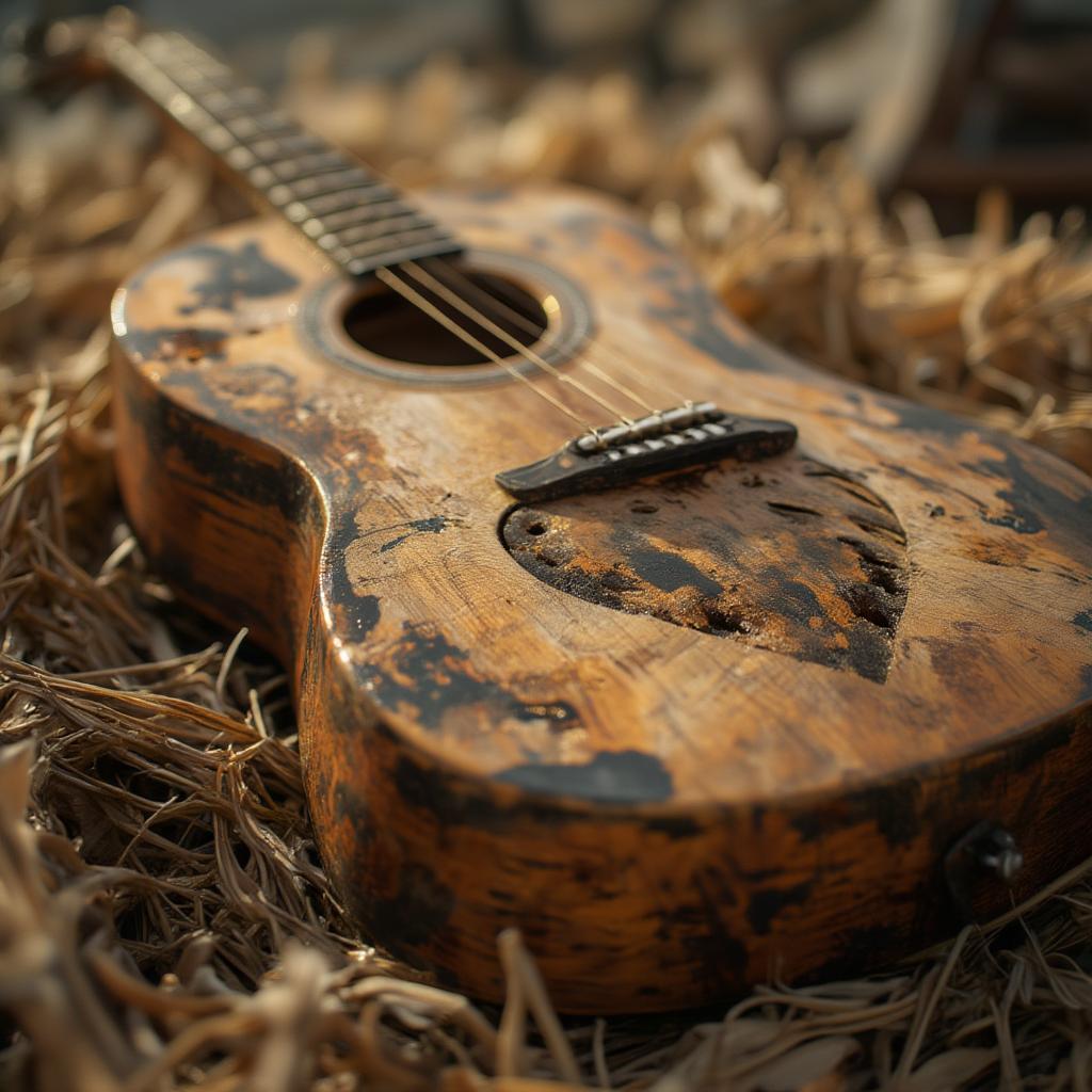 Heart-shaped guitar representing country music love