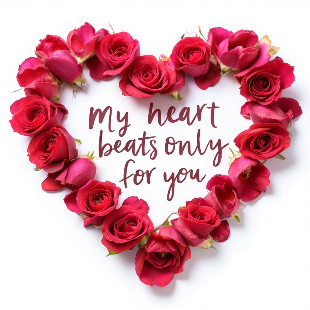 Heart Shaped Rose Petals with Love Quote