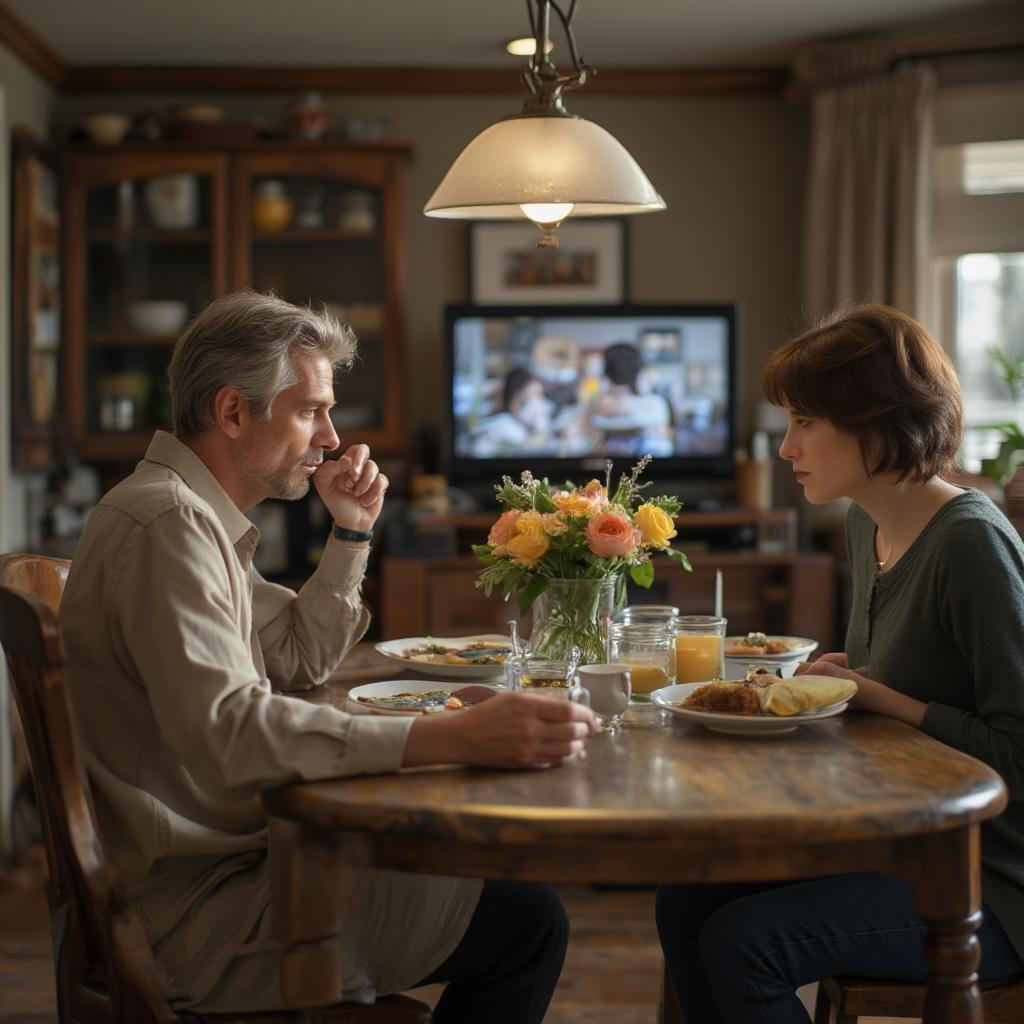 Henry explains their story to Lucy with a videotape