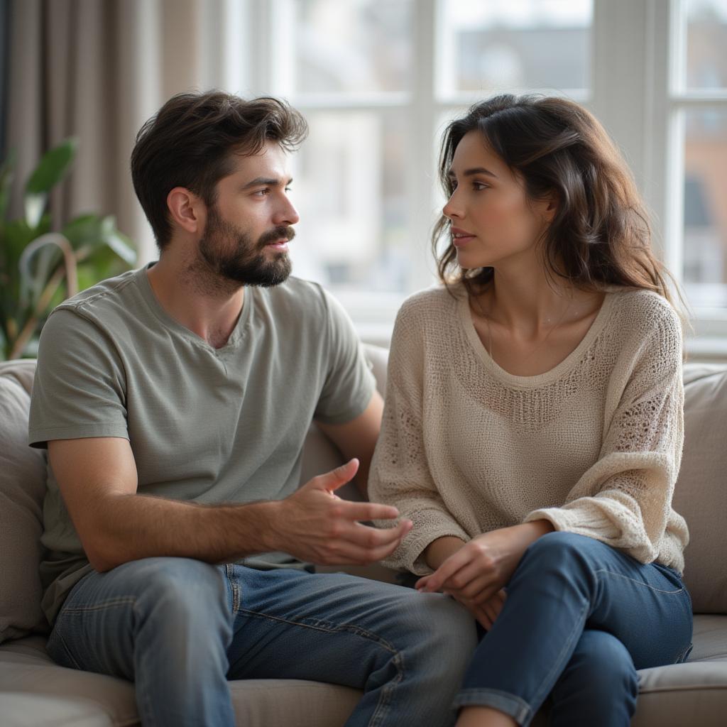 Husband listening attentively to his wife