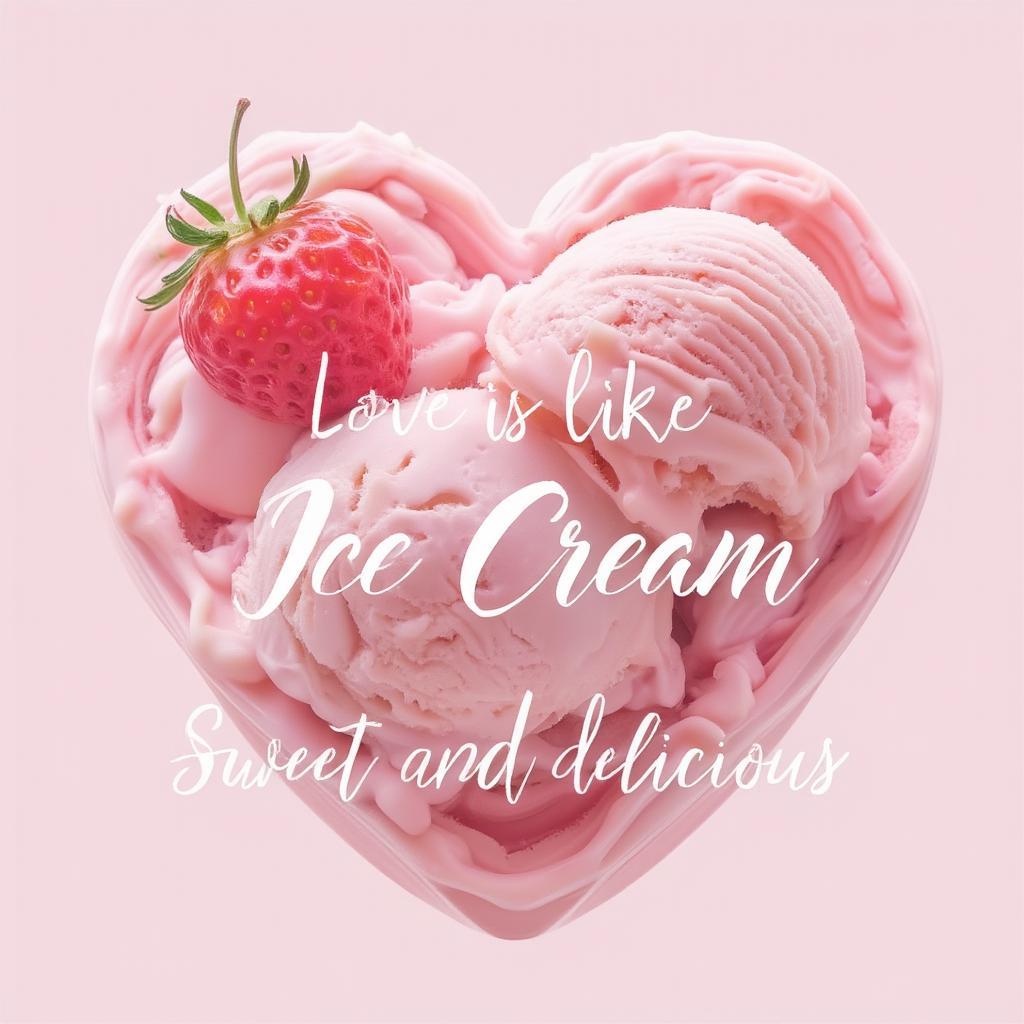 Ice Cream Heart with Love Quote