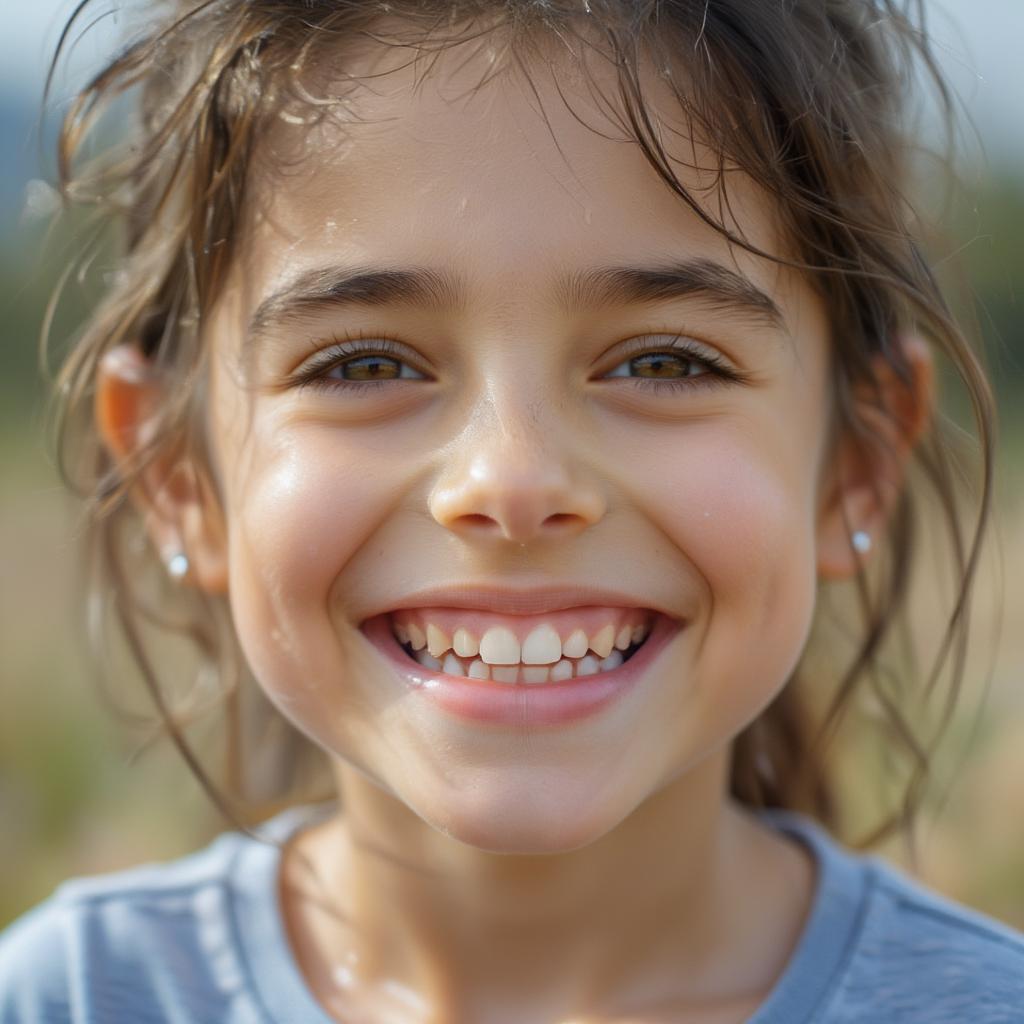 A child smiling brightly