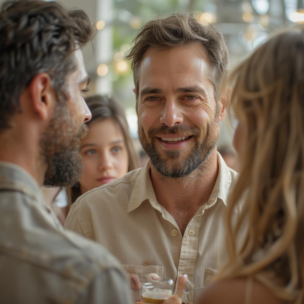 Man introducing his partner to his family