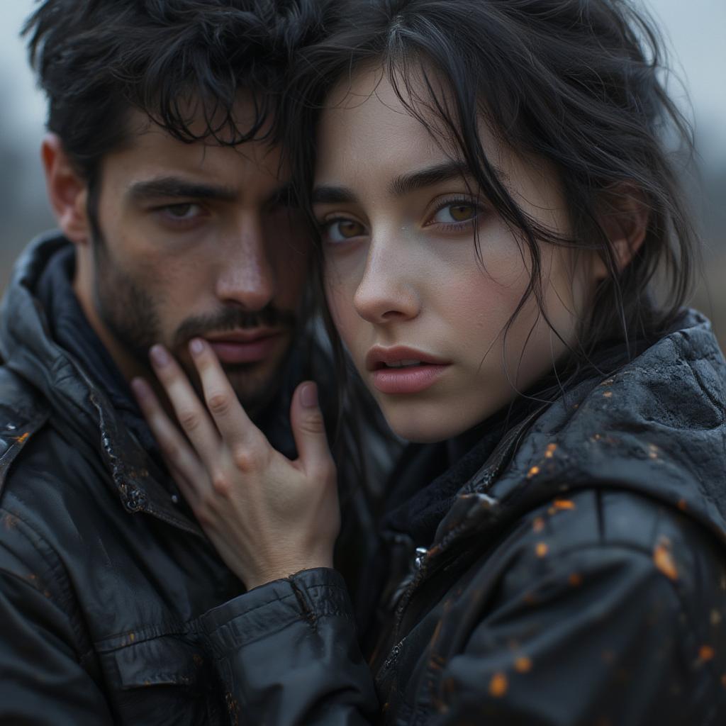Couple hugging, conveying both love and a sense of sadness