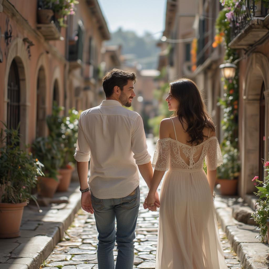 Italian Couple Walking Hand-in-Hand