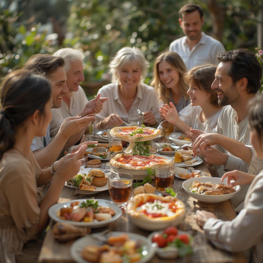 Italian Family Dinner Expressing Affection