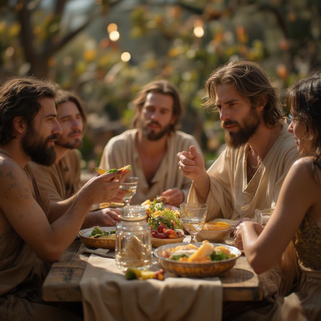 Jesus and His Disciples Sharing a Meal