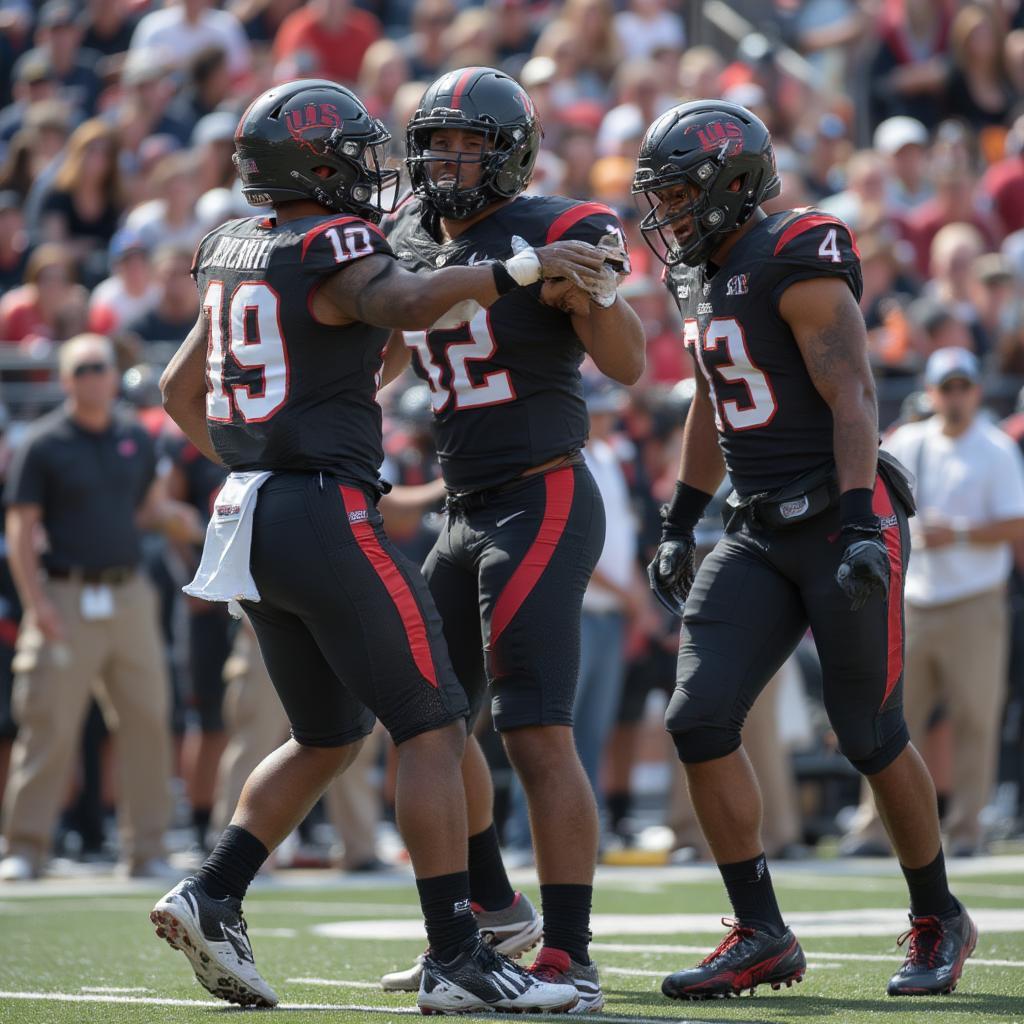 Jordan Love celebrating a touchdown for Utah State University