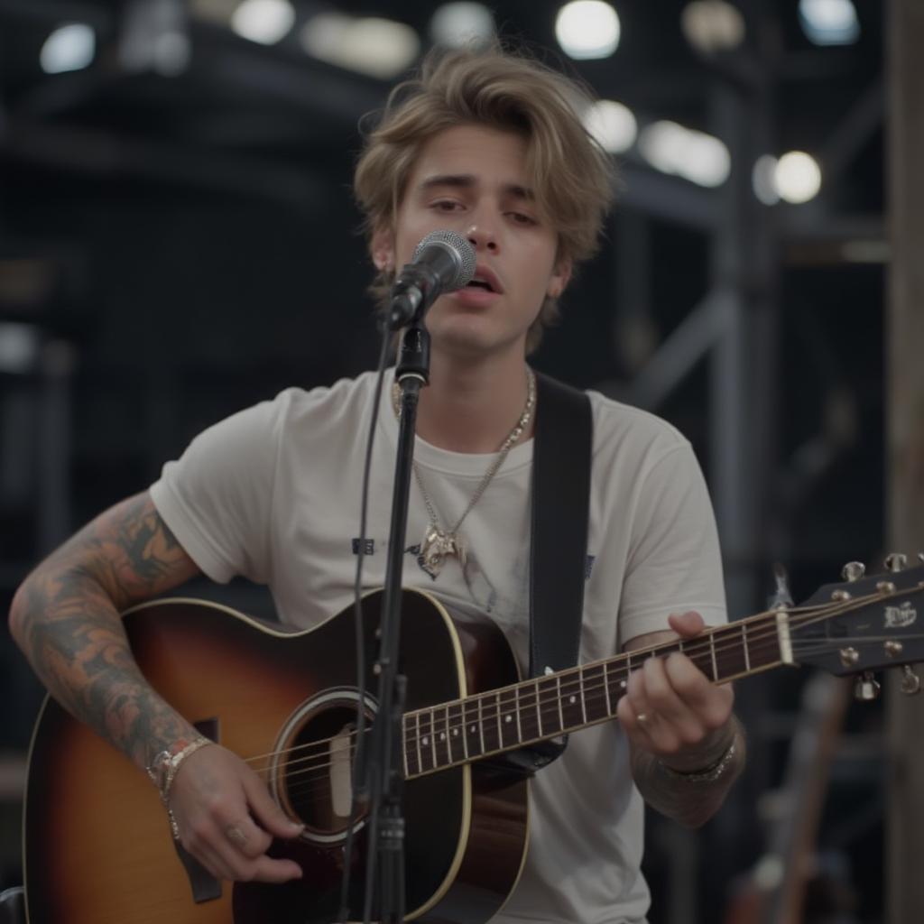 Justin Bieber performing "Love Yourself" acoustically