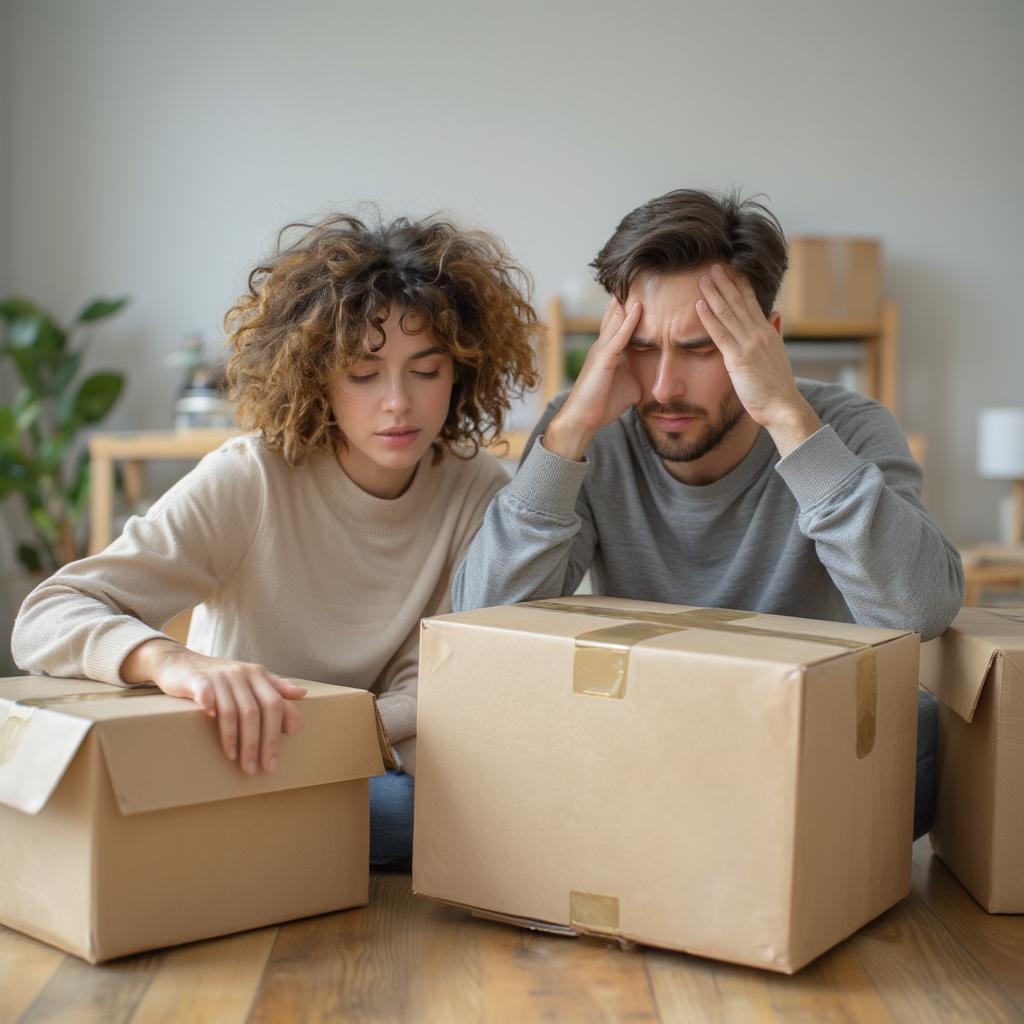 Couple struggling with relationship strain due to life changes.