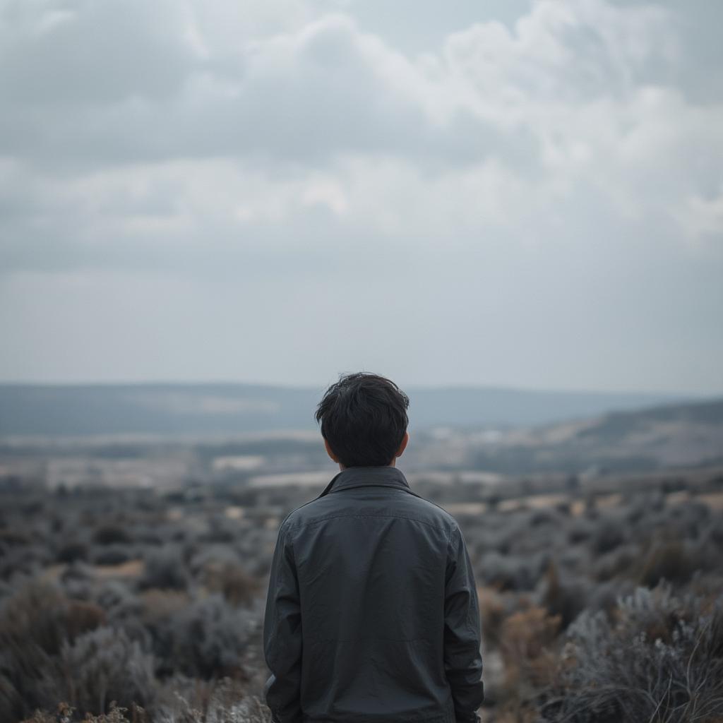 A solitary figure silhouetted against a grey sky, symbolizing the loneliness of a life without love.