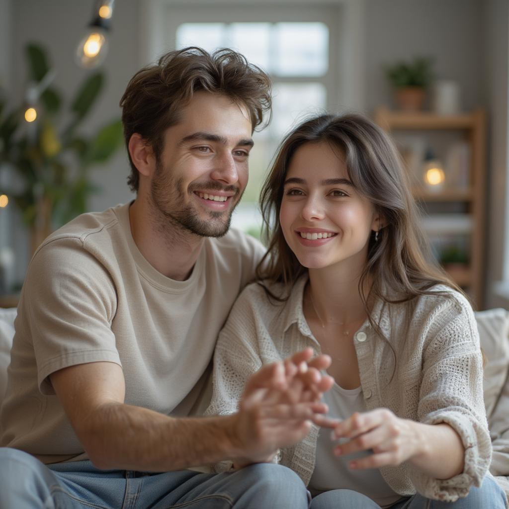 Couple Connecting Online