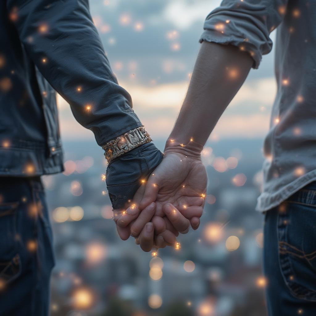 Couple Holding Hands Across The Miles