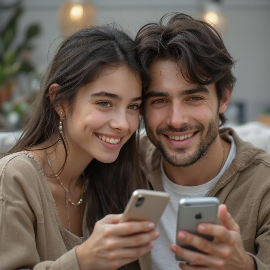 Couple on a video call expressing their love across the miles