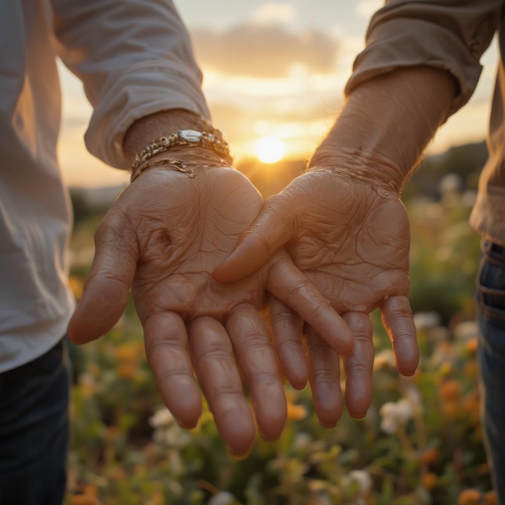 Elderly couple holding hands, symbolizing enduring love