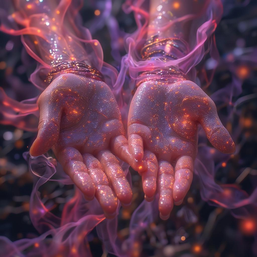 Love Affair Quotes: A depiction of two hands reaching for each other amidst a swirl of colors, symbolizing the intense connection and passionate emotions found in love affairs.