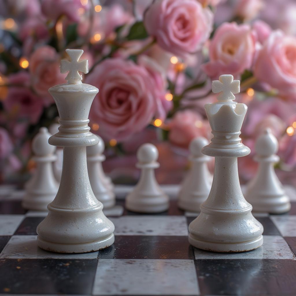 Love and Games: A chessboard representing the strategic aspect of romance.