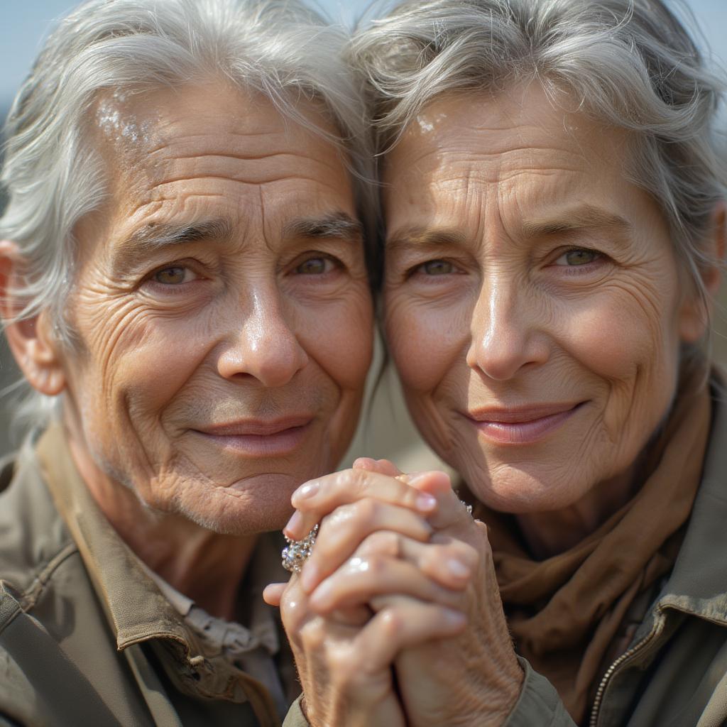 Elderly Couple Holding Hands