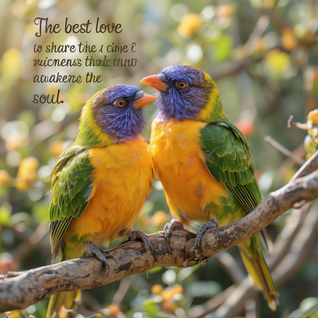 Love Birds on a Branch with Quote