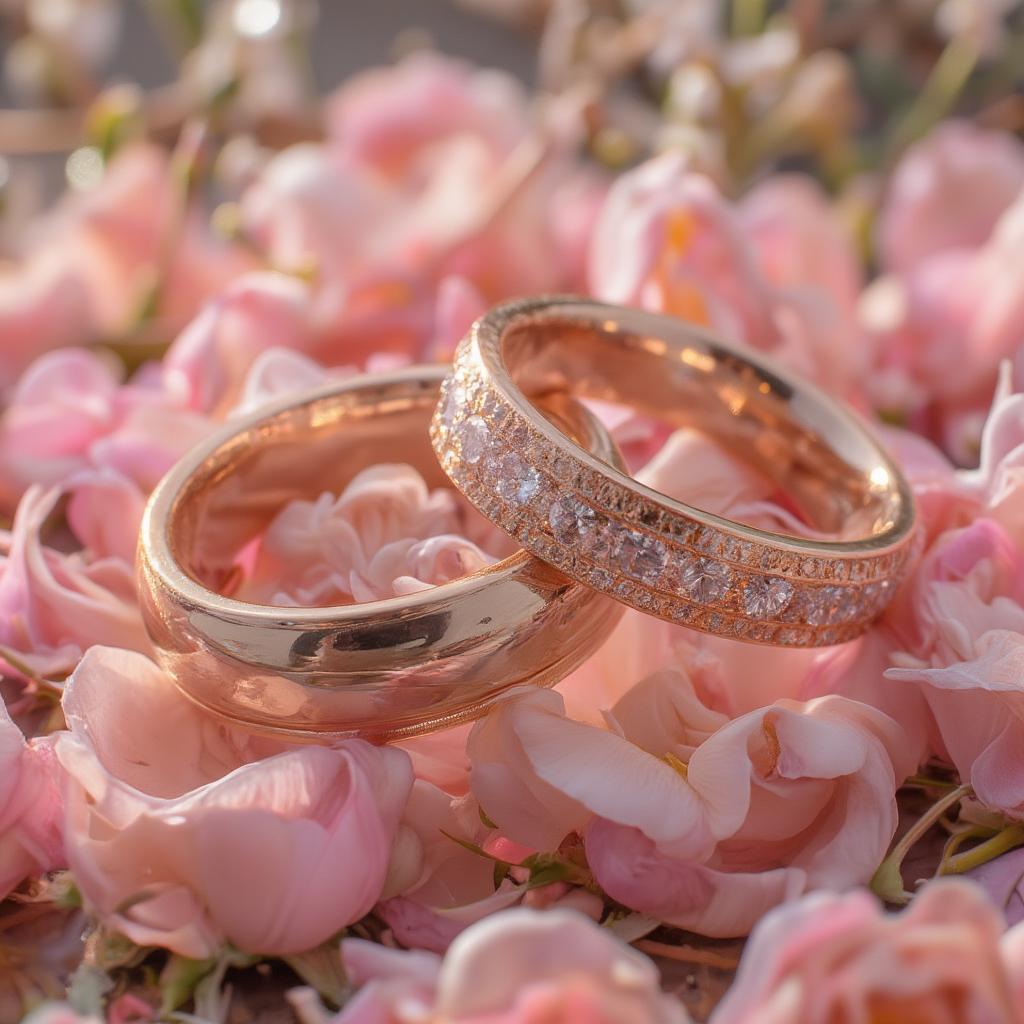 Two wedding rings intertwined, symbolizing eternal love and commitment.