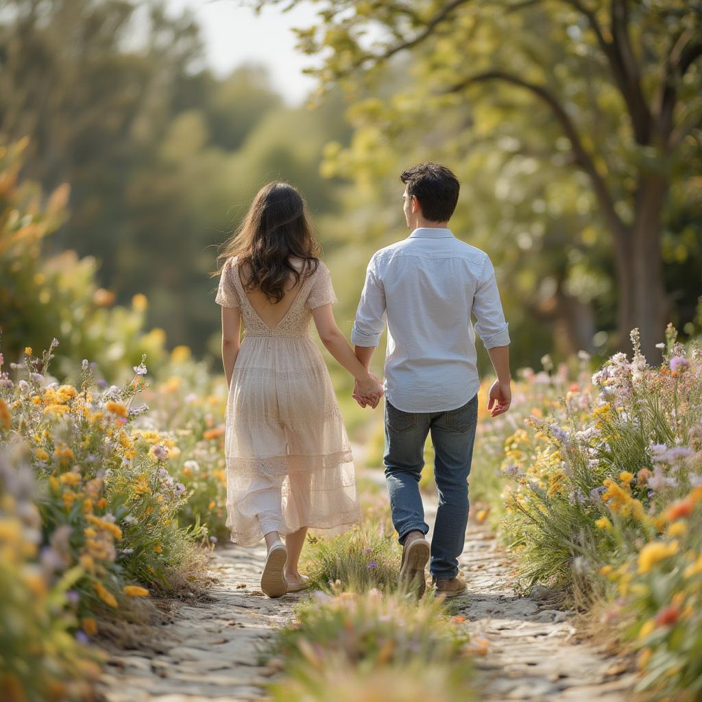 Couple walking hand-in-hand, symbolizing the journey of love