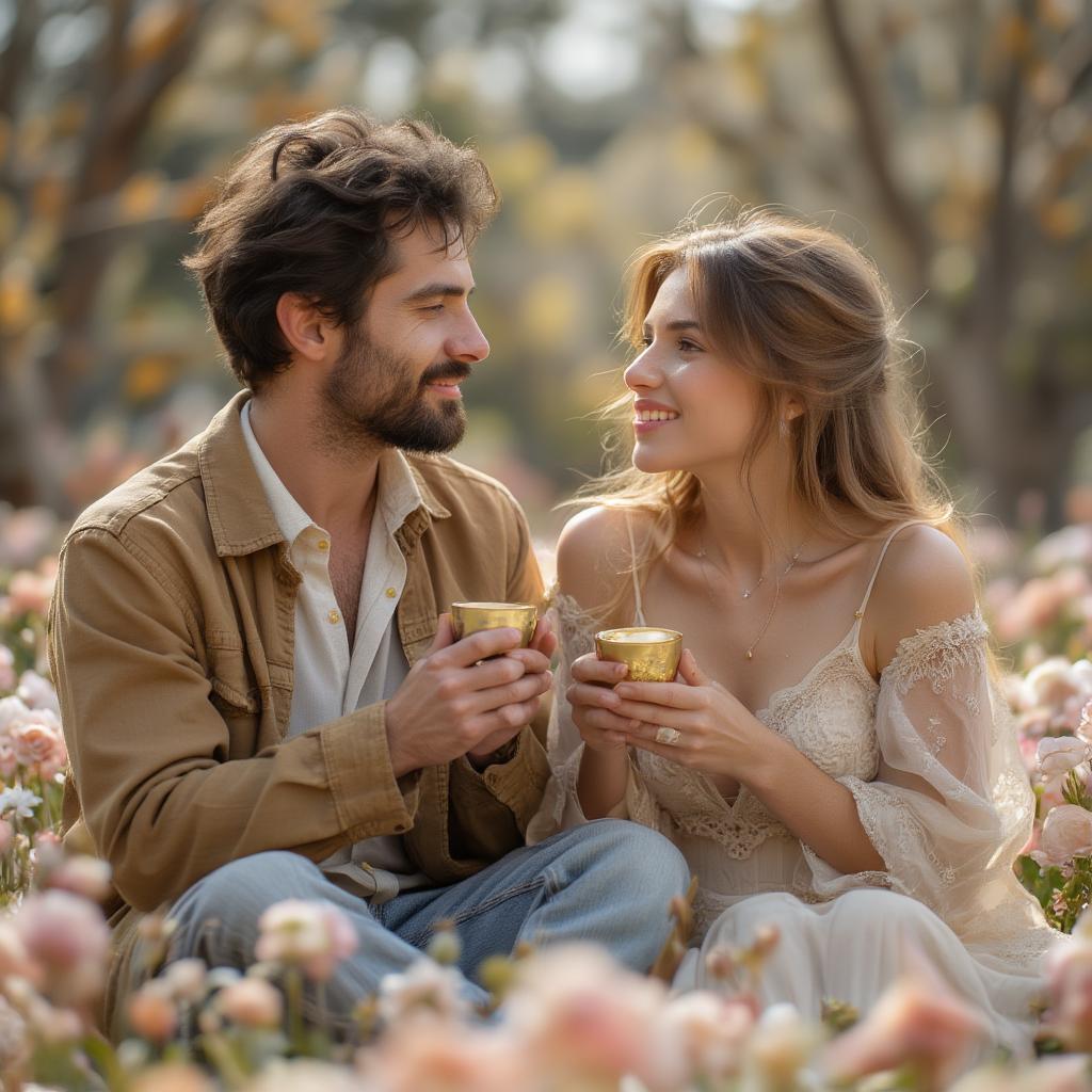 Love is Blind couple with gold cups