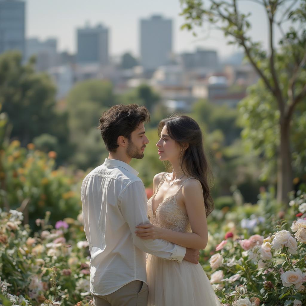 Eda and Serkan in Istanbul park scene