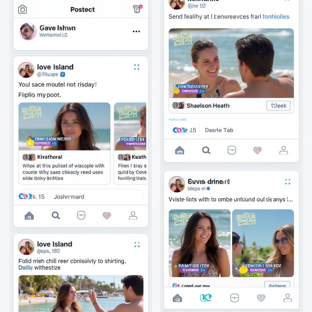 Love Island social media feed showing updates