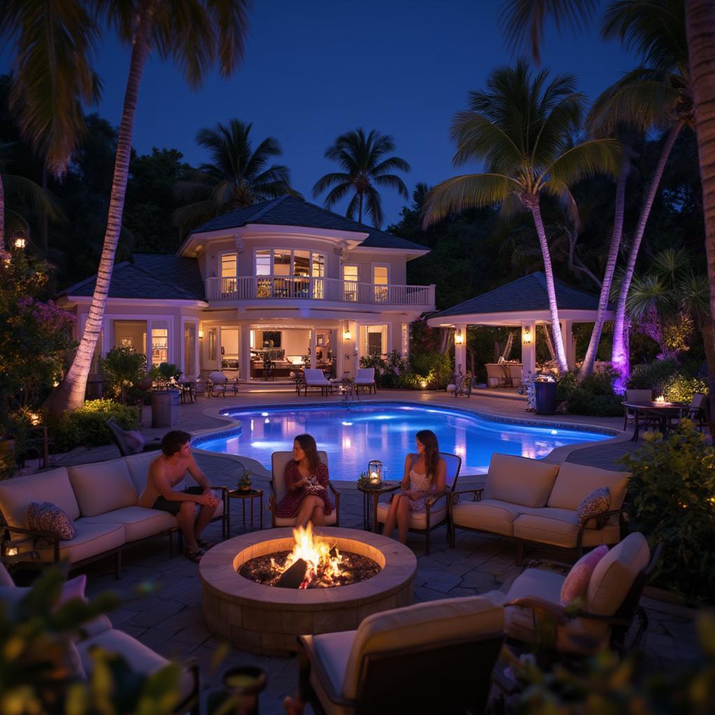 Love Island Villa at Night