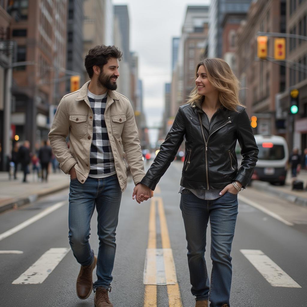 Darius and Nina walking through the streets of Chicago in Love Jones