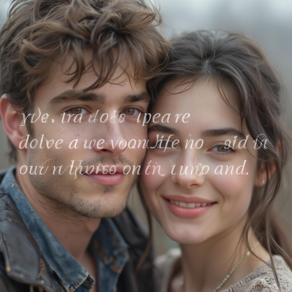 Romantic Couple Embracing with a Love Quote Overlay