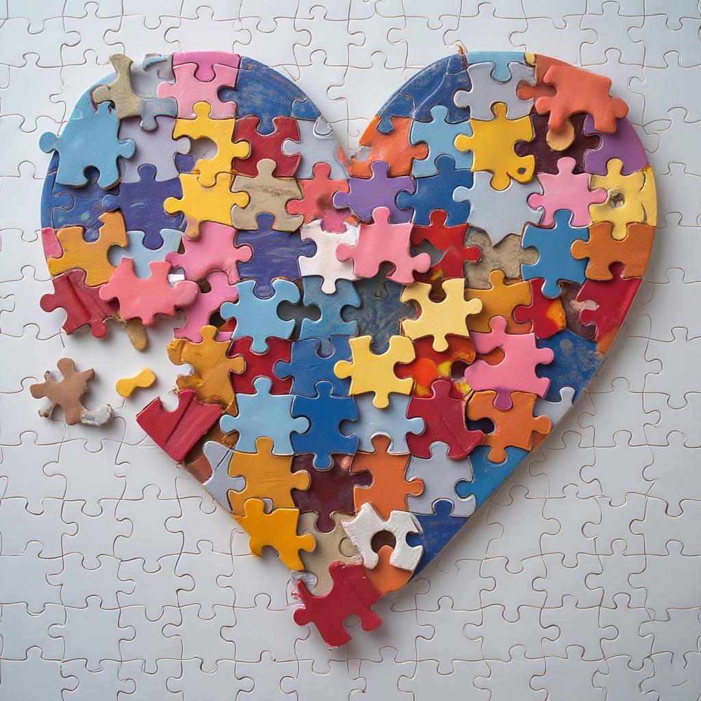 A metaphorical image representing love as a jigsaw puzzle