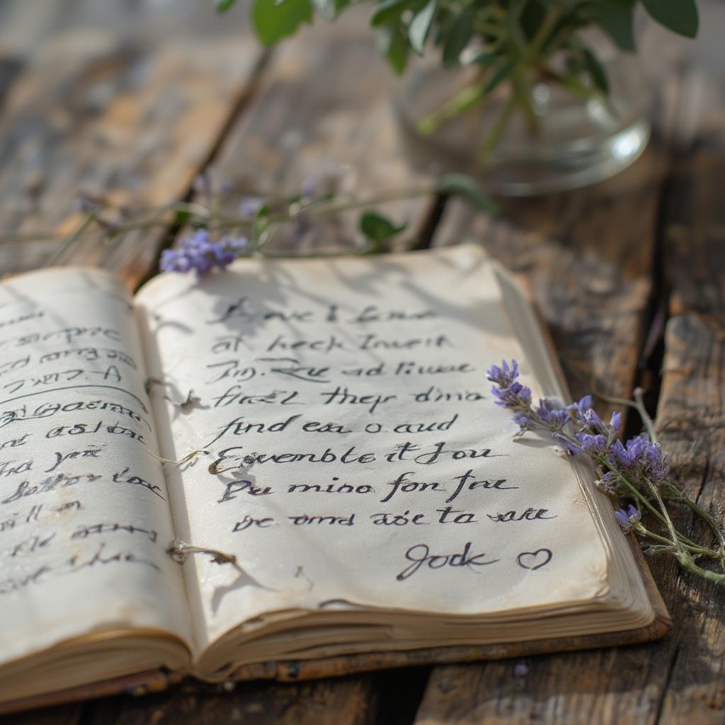 Handwritten Love Letter on Rustic Wood