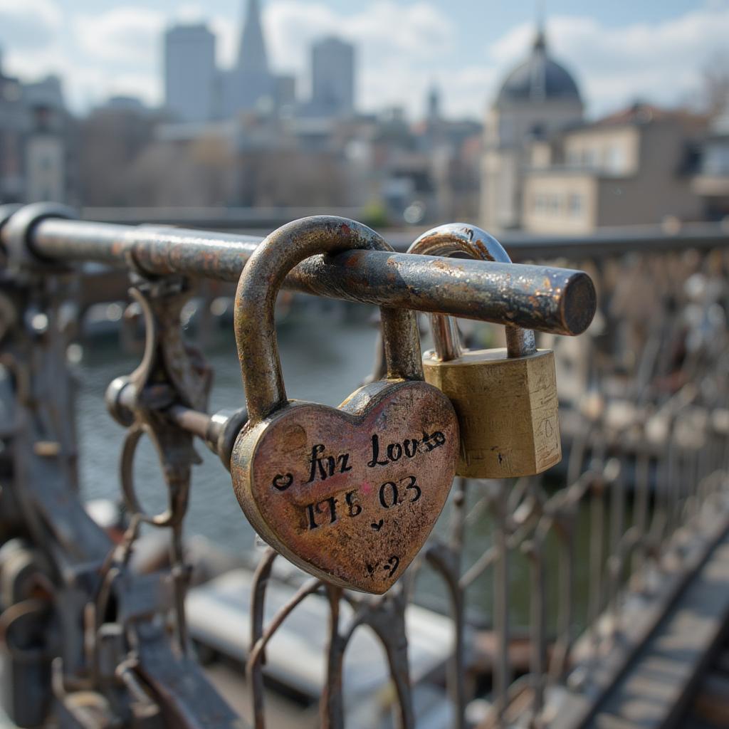 Heart-Shaped Lock on a Bridge