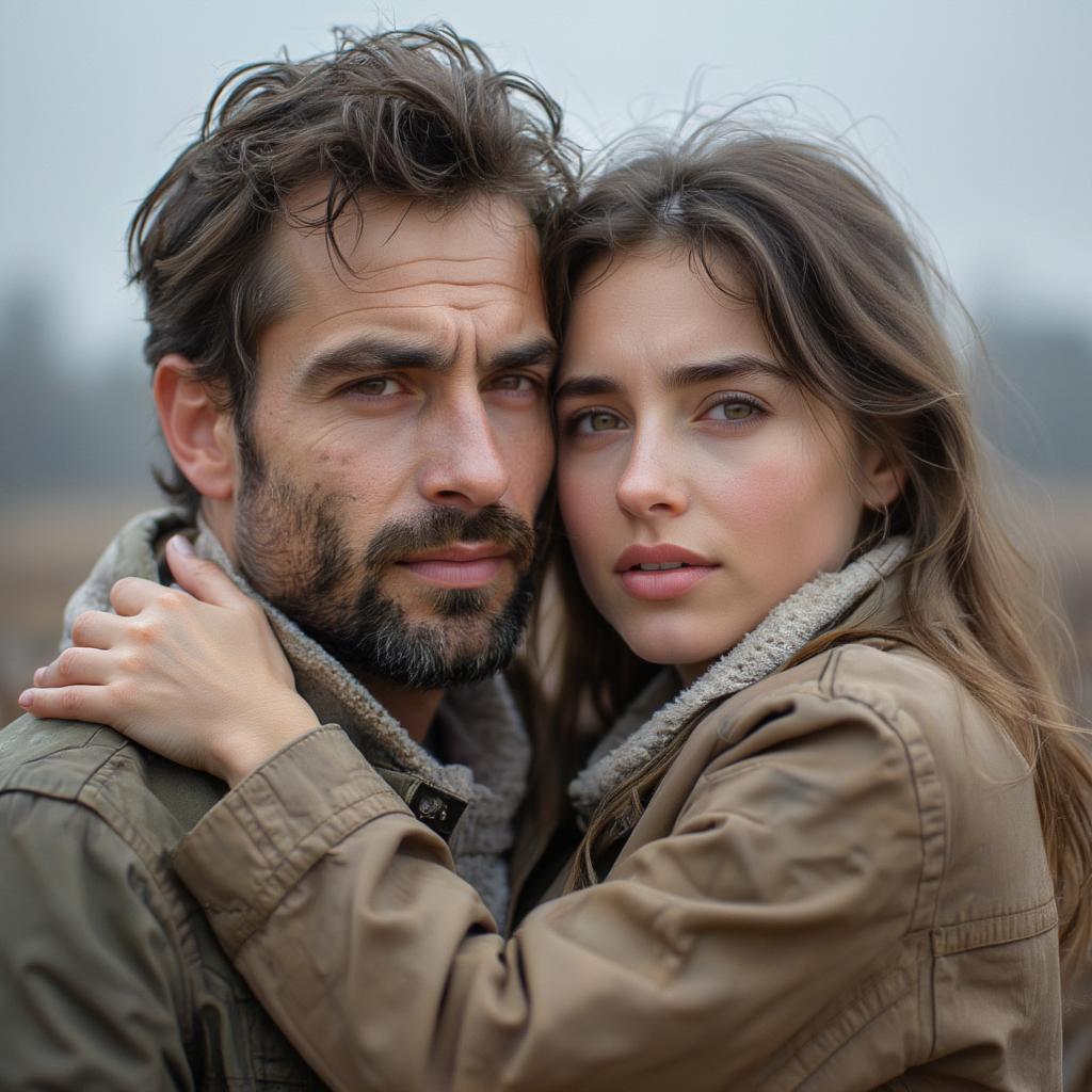 Couple embracing, symbolizing love and sacrifice