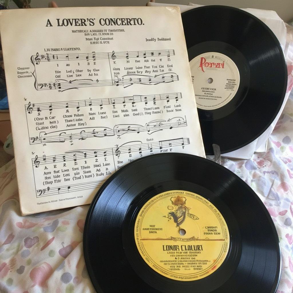 Sheet music and vinyl record of "A Lover's Concerto"