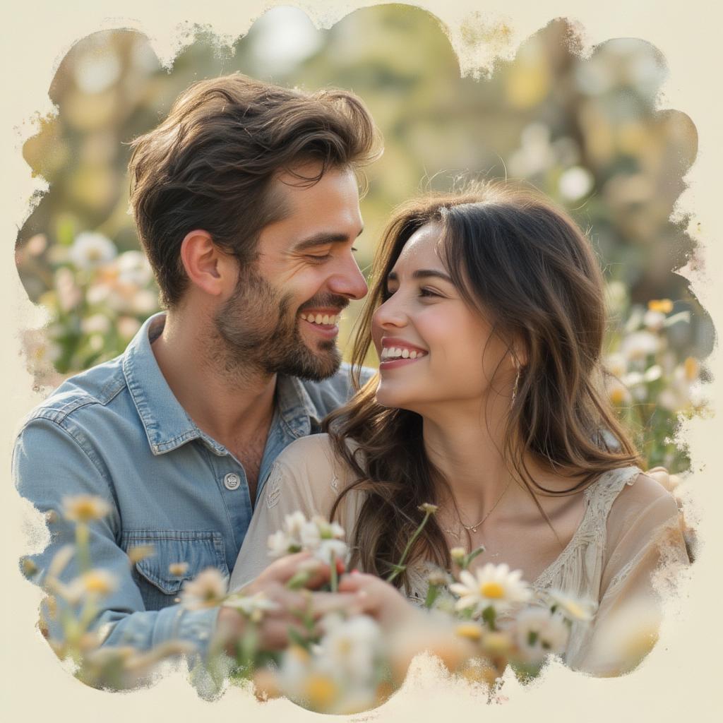 A couple laughing together while enjoying a picnic in the park