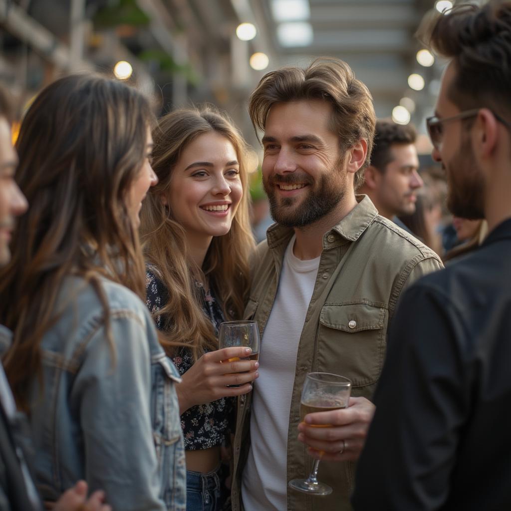 Man Introducing Partner to His Friends