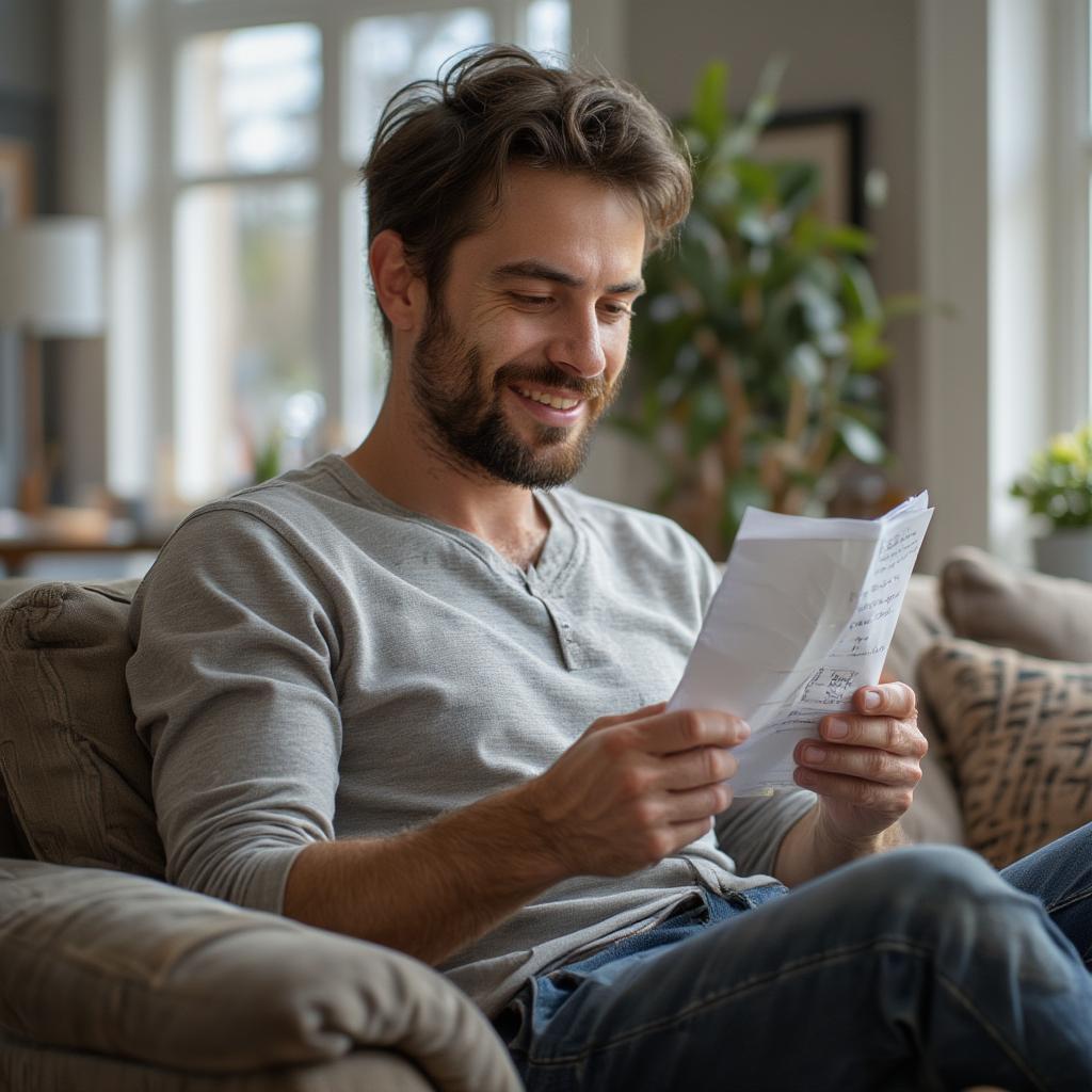 Man reading a heartfelt love note