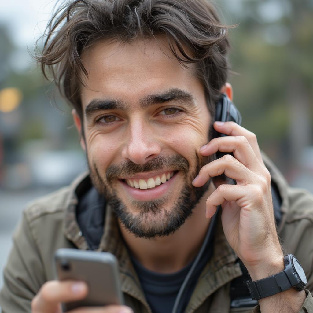 Man Texting on Phone