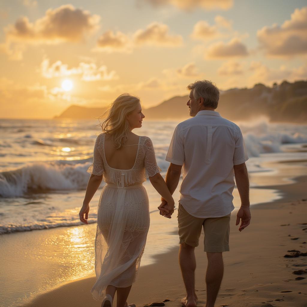 Mature Couple Walking Hand-in-Hand