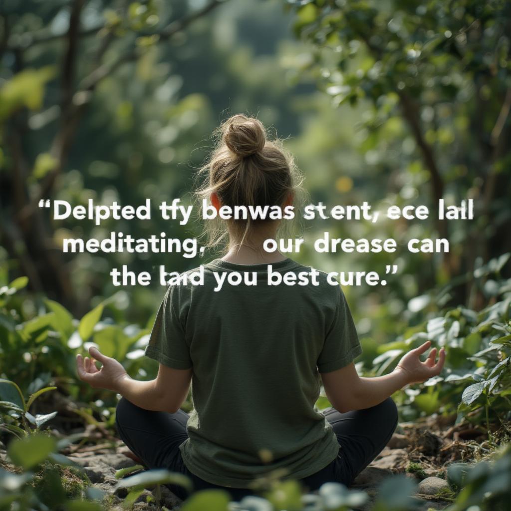 Person meditating in a peaceful outdoor setting.