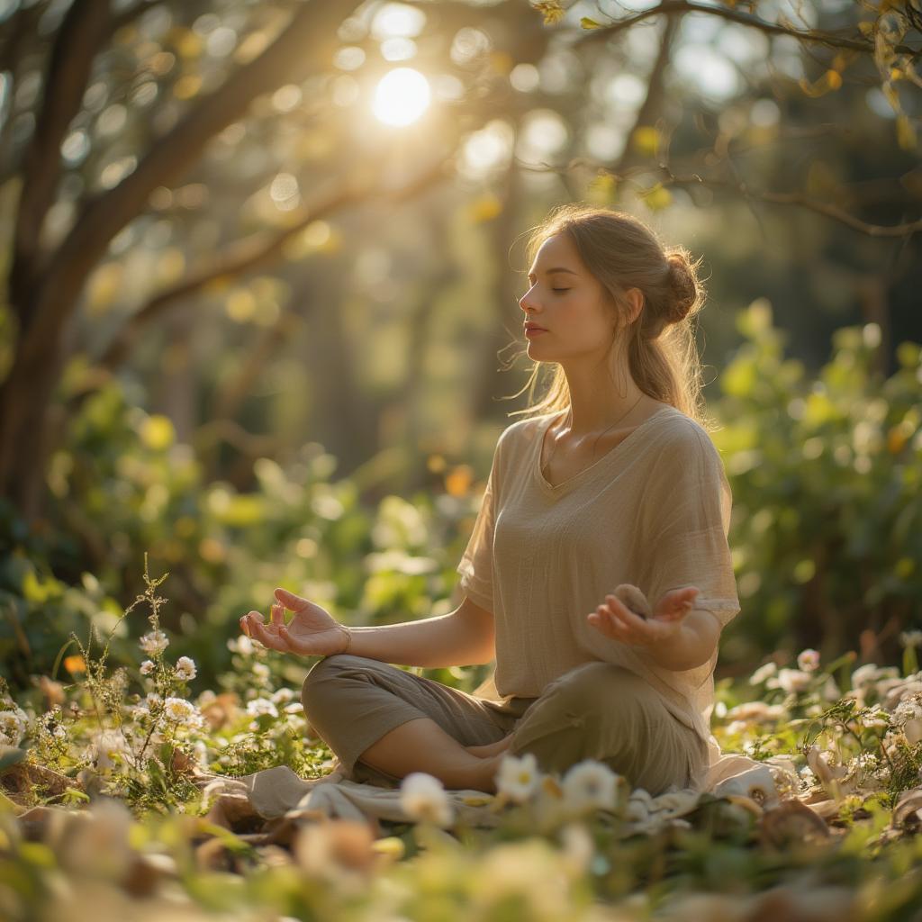 Person meditating, practicing self-love.