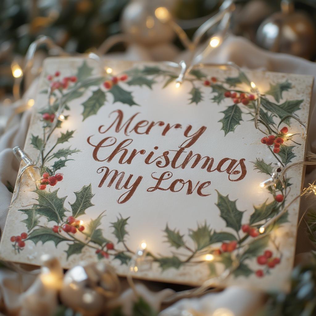 Merry Christmas My Love Quotes on a Christmas Card