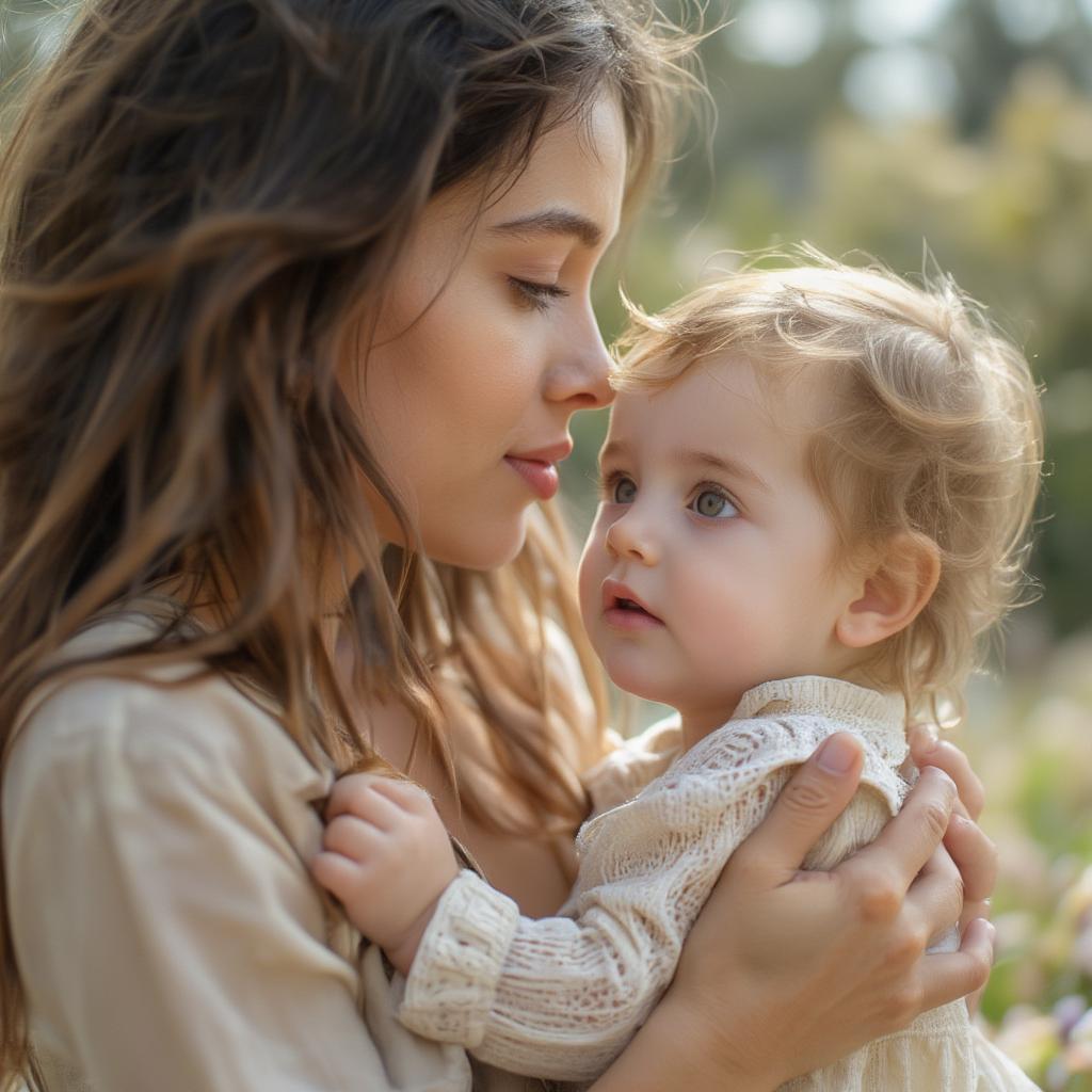 Mother holding her child lovingly, depicting unconditional love