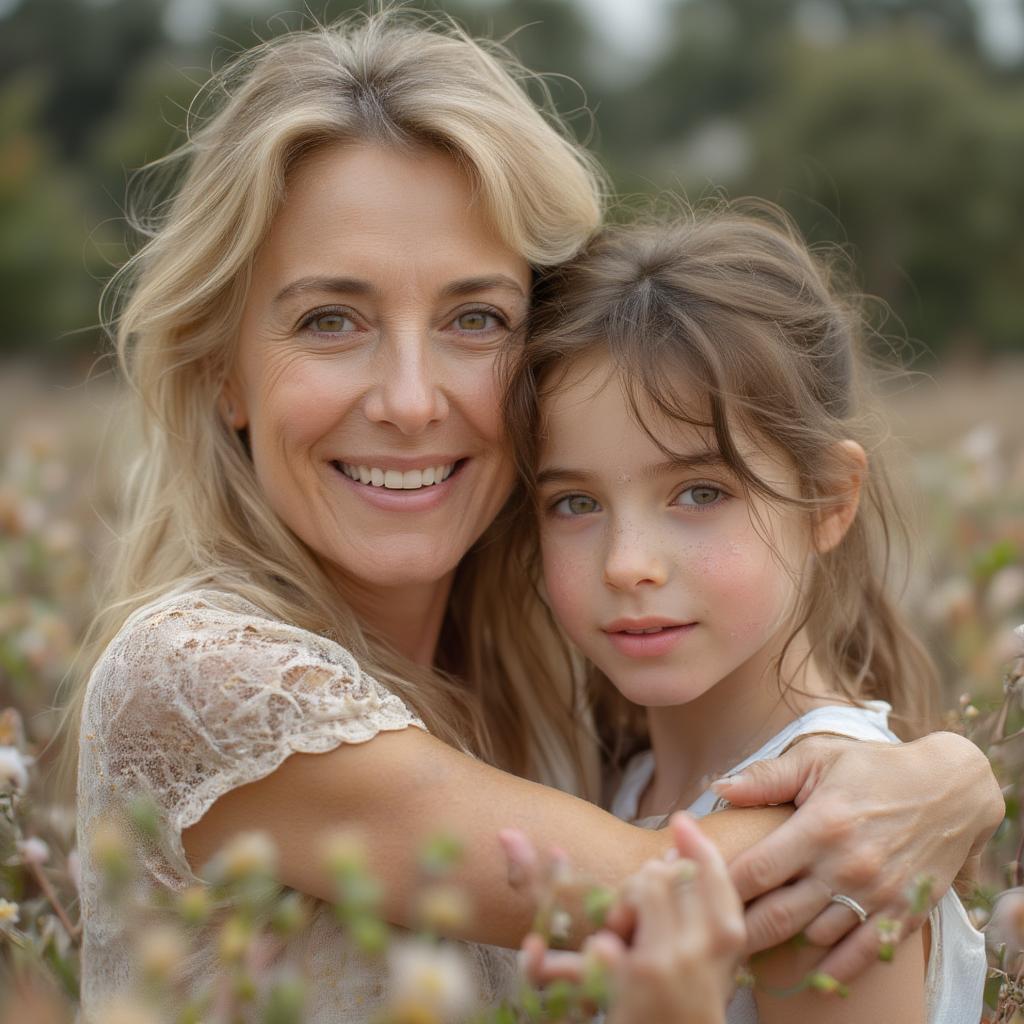 Mother and Daughter Embracing