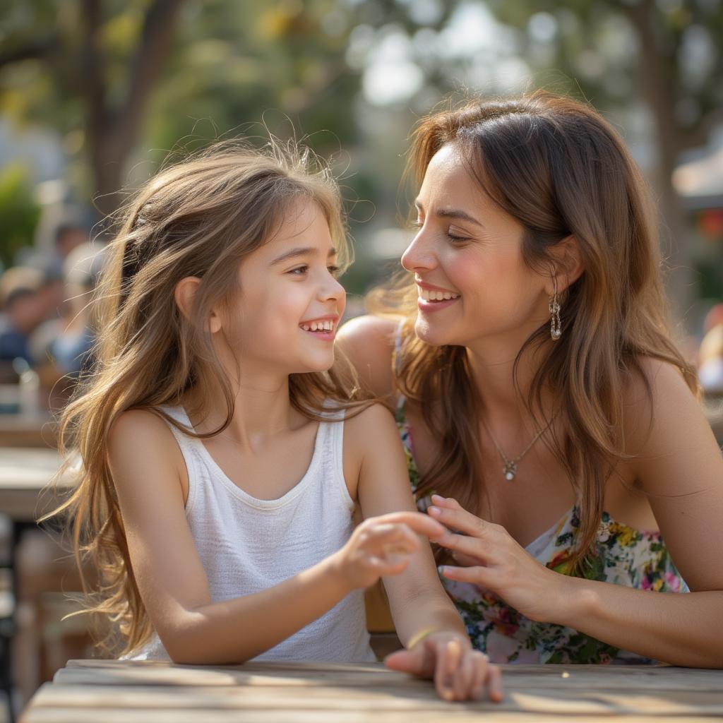 Mother and Daughter Laughing Together